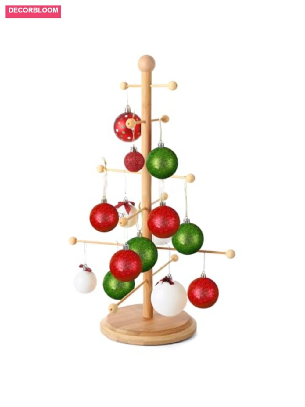 17.72" Wooden Tree Ornament Display Stand 12 Arm